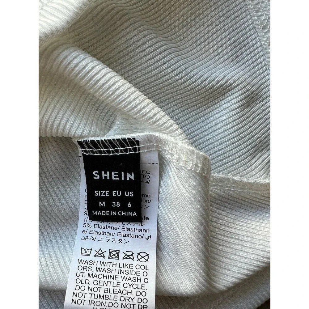 Sweetheart Neck Ribbed Stretch White Black Trim Colorblock Casual Tank Top NEW M - Picture 9 of 10